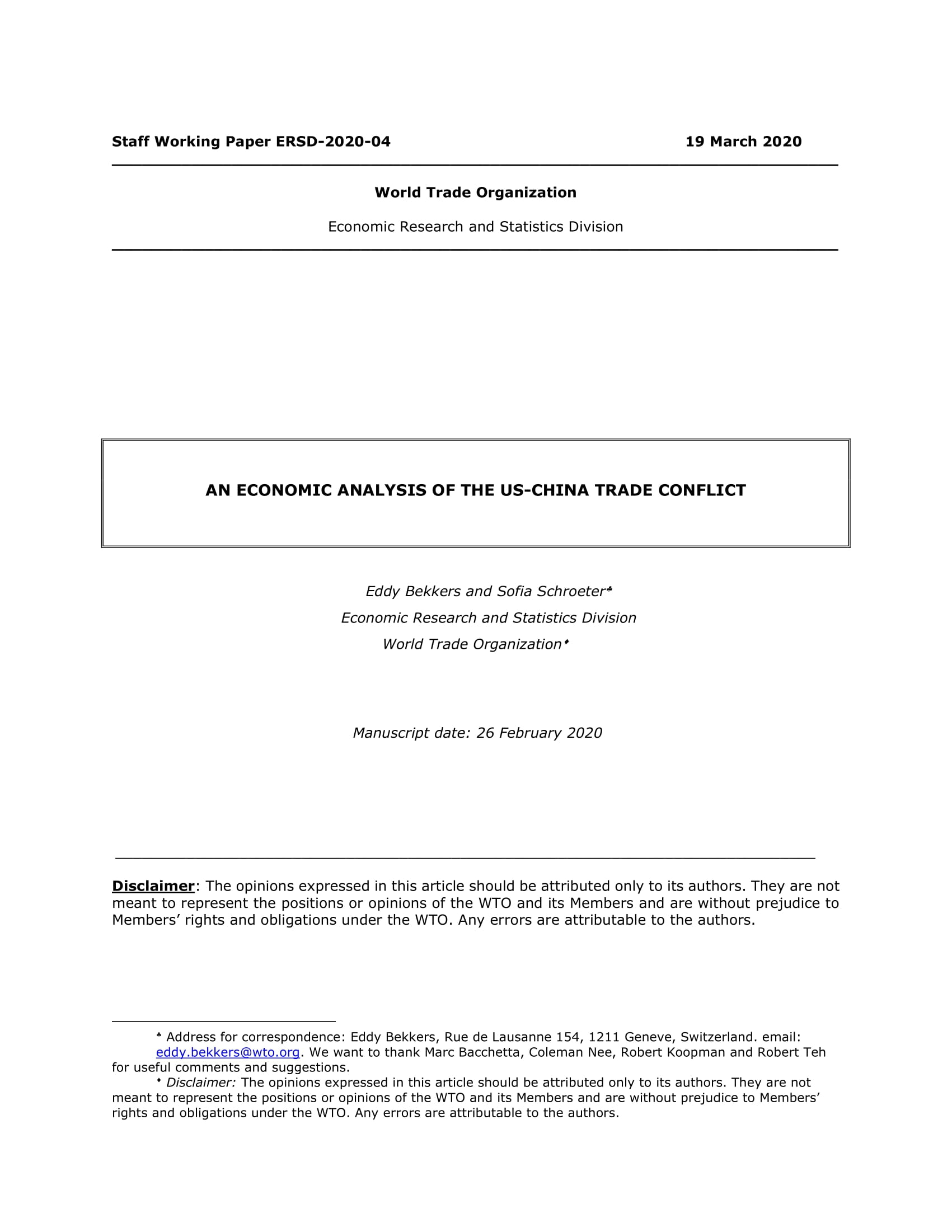 An economic analysis of the US-China trade conflict 