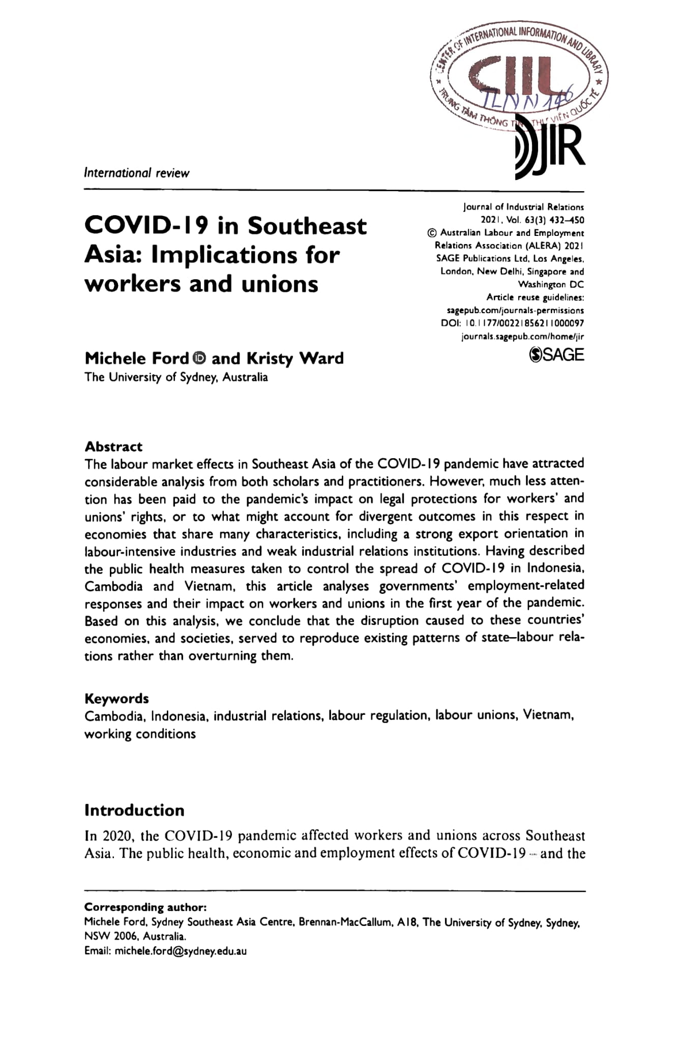 Covid-19 in Southeast Asia Implication for workers and unions