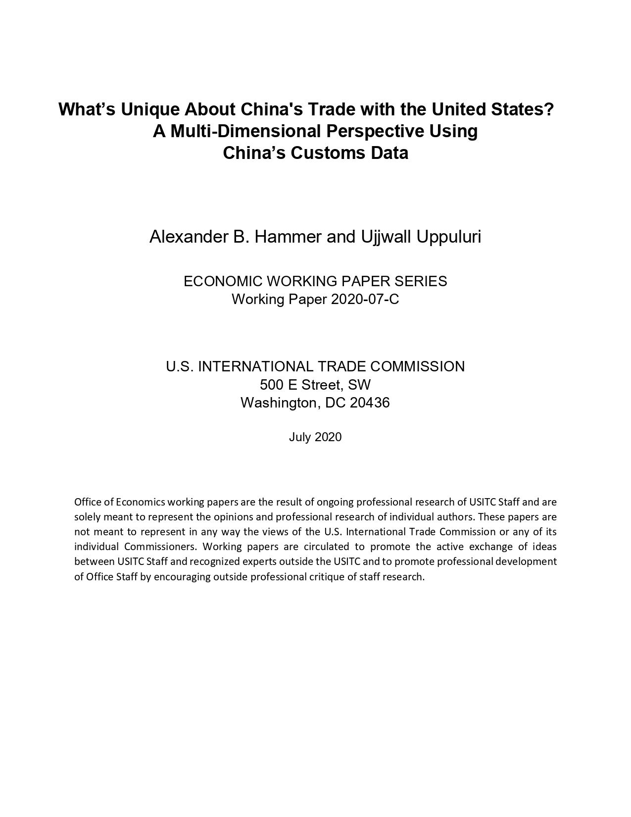 What's unique about China's trade with the United States? A multi-dimensional perspective using China's customs data 